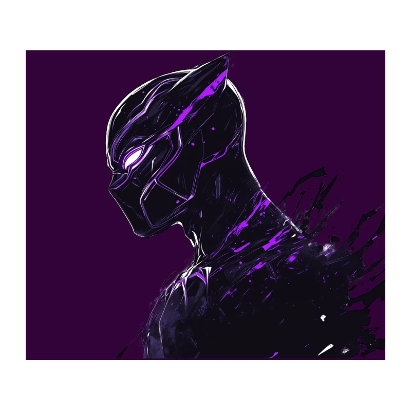 Black Panther Glowing Purple Black Panther Silhouette in Comic Art Style Tapestry
