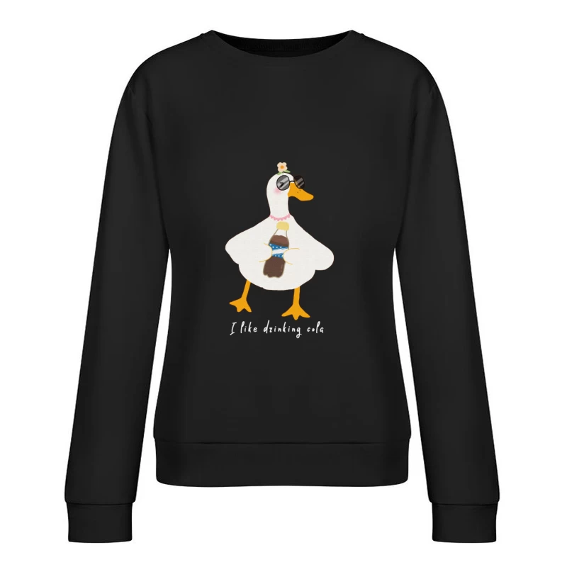 Lustige Ente mit Sonnenbrille und Cola Damen Pullover Sweatshirt