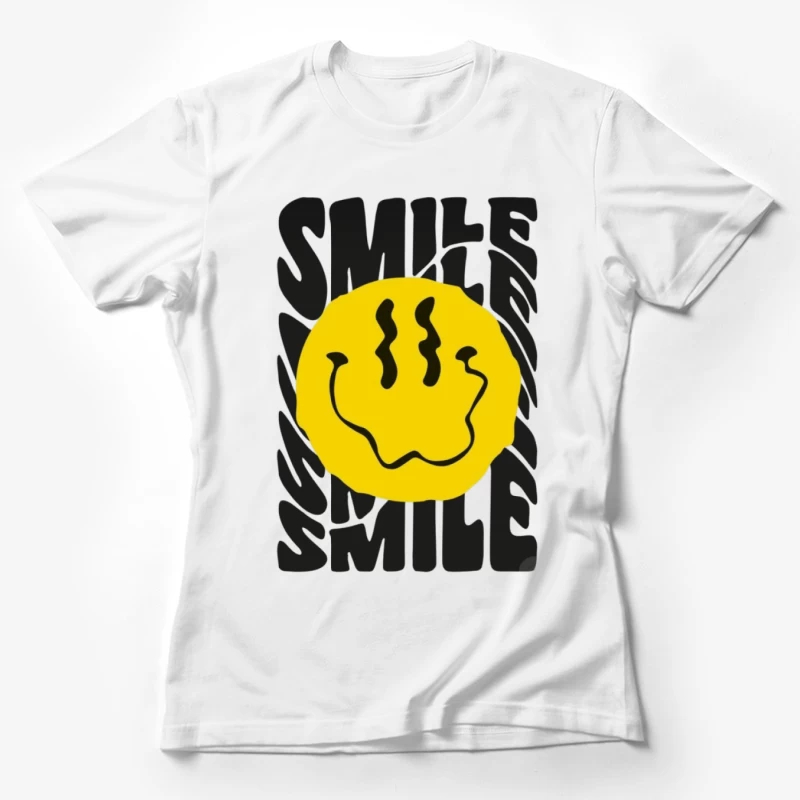 Lächelndes Gesicht auf gelbem Kreis Damen T-Shirt