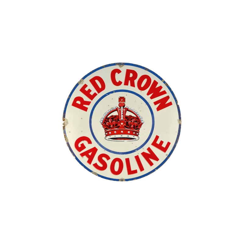 Vintage Red Crown Gasoline Round Metal Sign with Royal Crown Logo Desk Mat