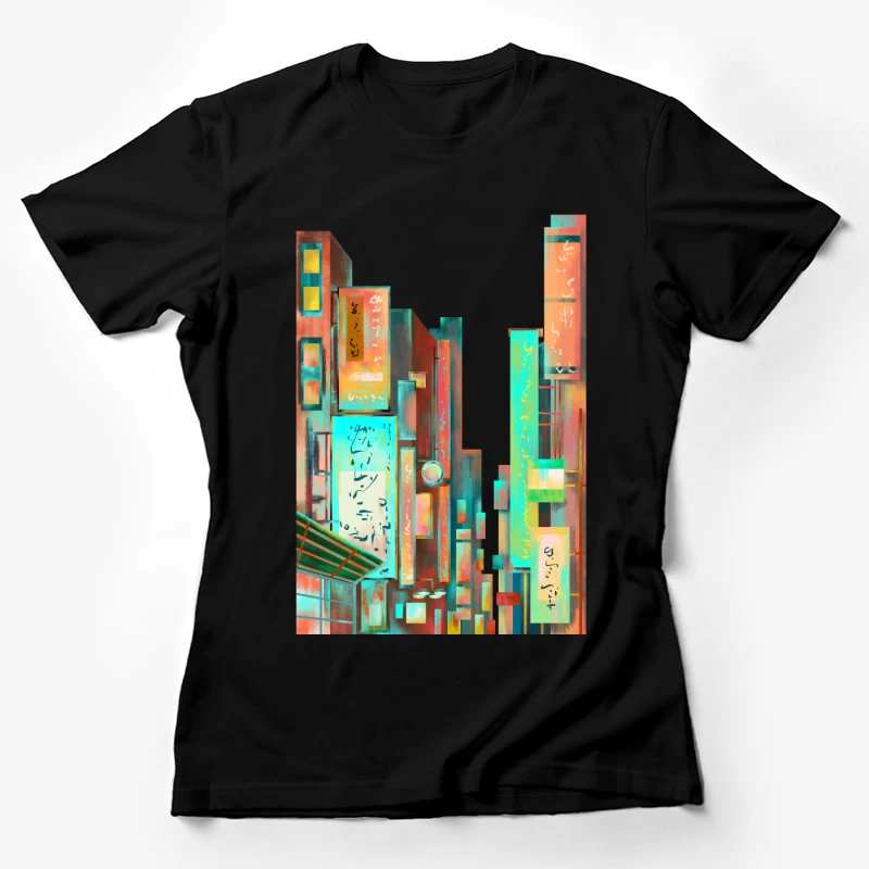 Städtische Szenen mit Neonlichtern Damen T-Shirt