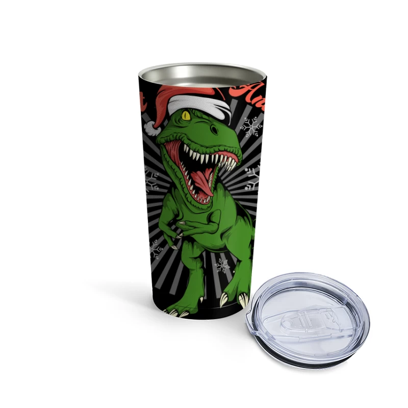 Festive Dinosaur Christmas Fun Travel Mug