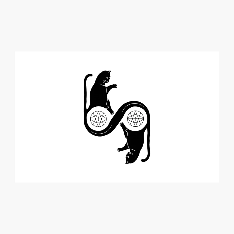 Mystical Yin Yang Cats with Occult Symbols Travel Mug