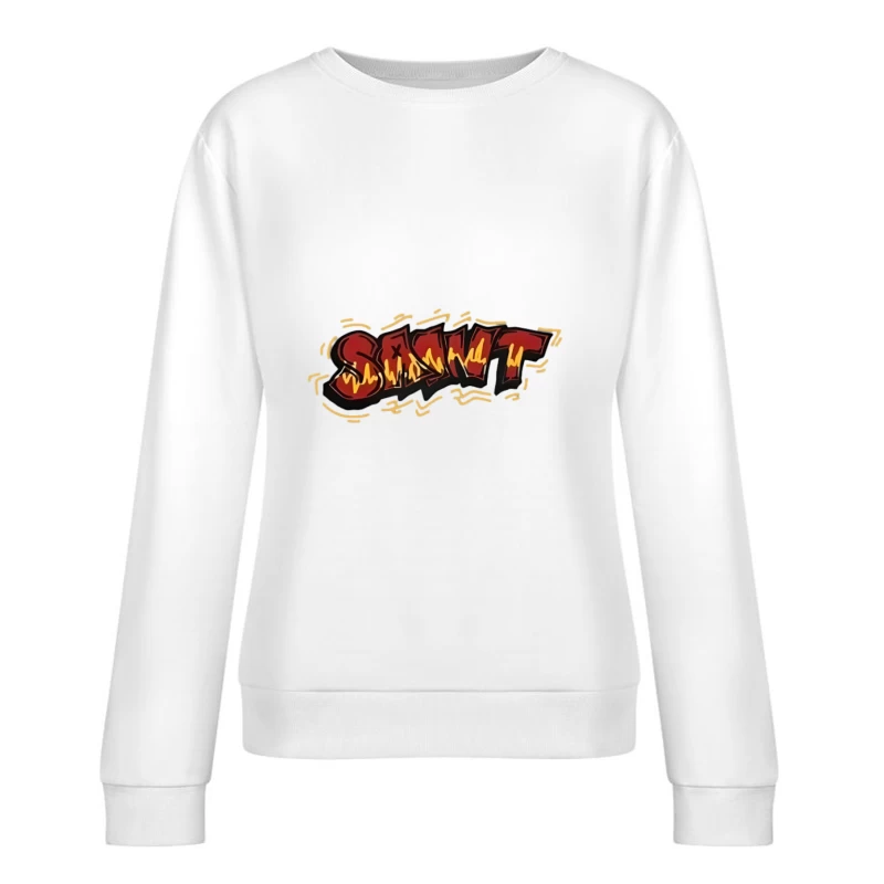 Feuriges Graffiti Logo Damen Pullover Sweatshirt