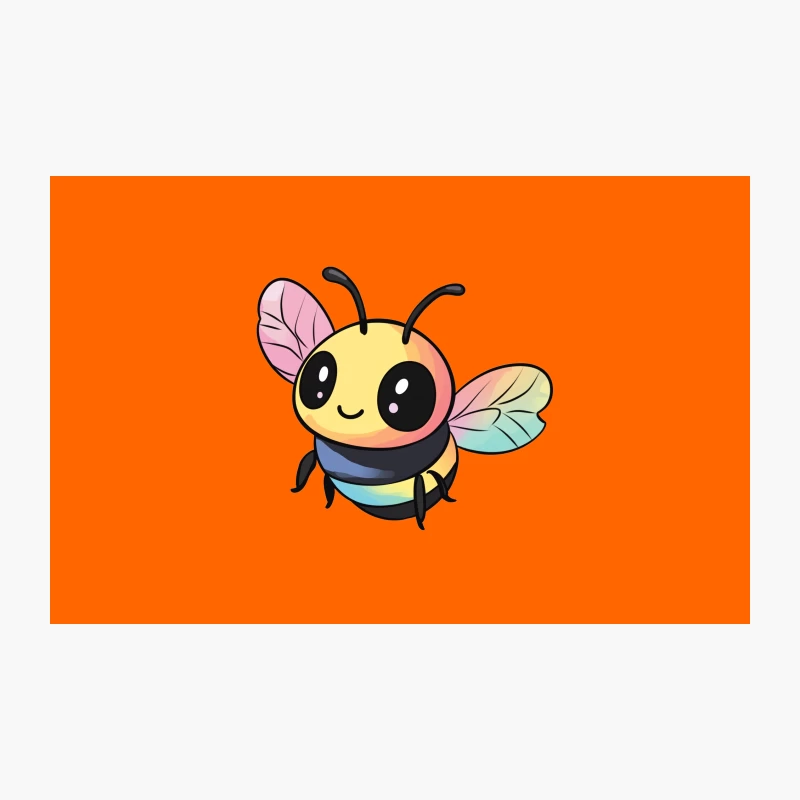 Adorable Cartoon Bee with Rainbow Wings Travel Mug