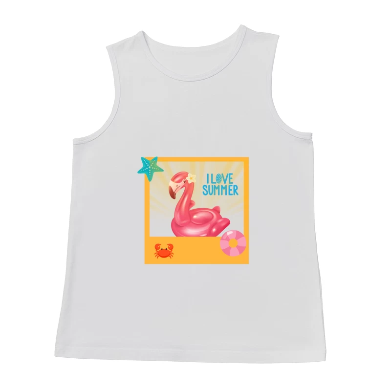Cool Pink Flamingo with Sunglasses on Beach Male Tank Top
