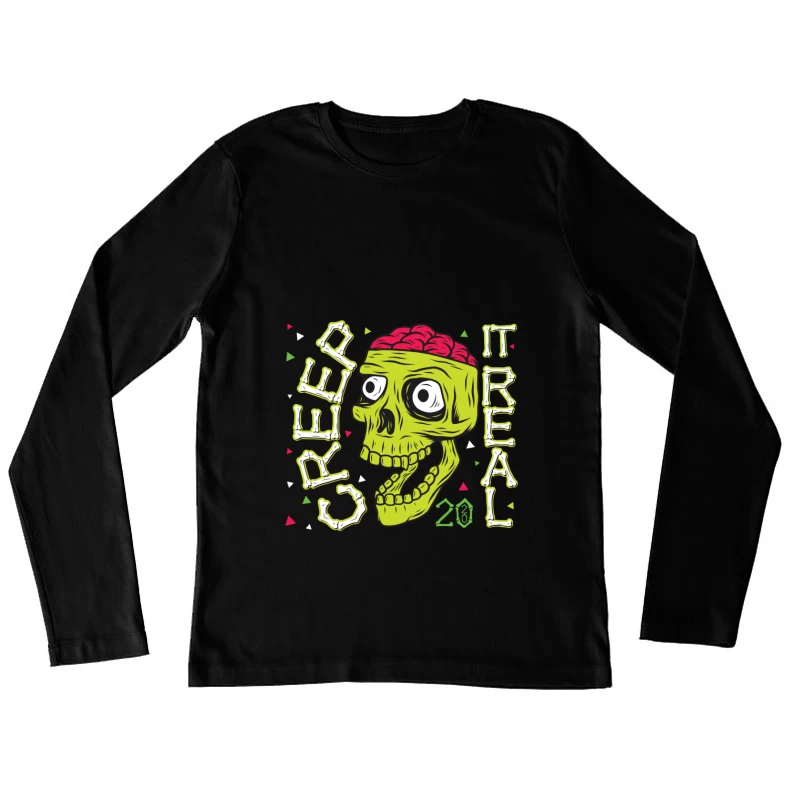 Colorful Zombie Skull Illustration Female Long Sleeve T-Shirt