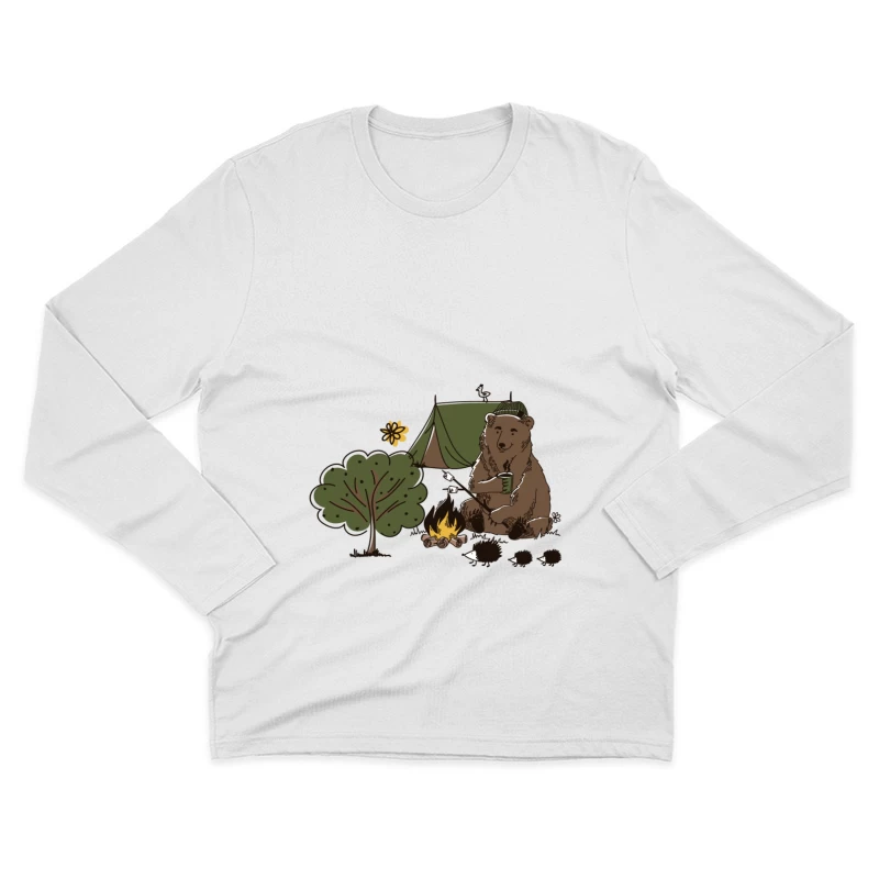 Gemütlicher Bär am Lagerfeuer Herren Langarm T-Shirt