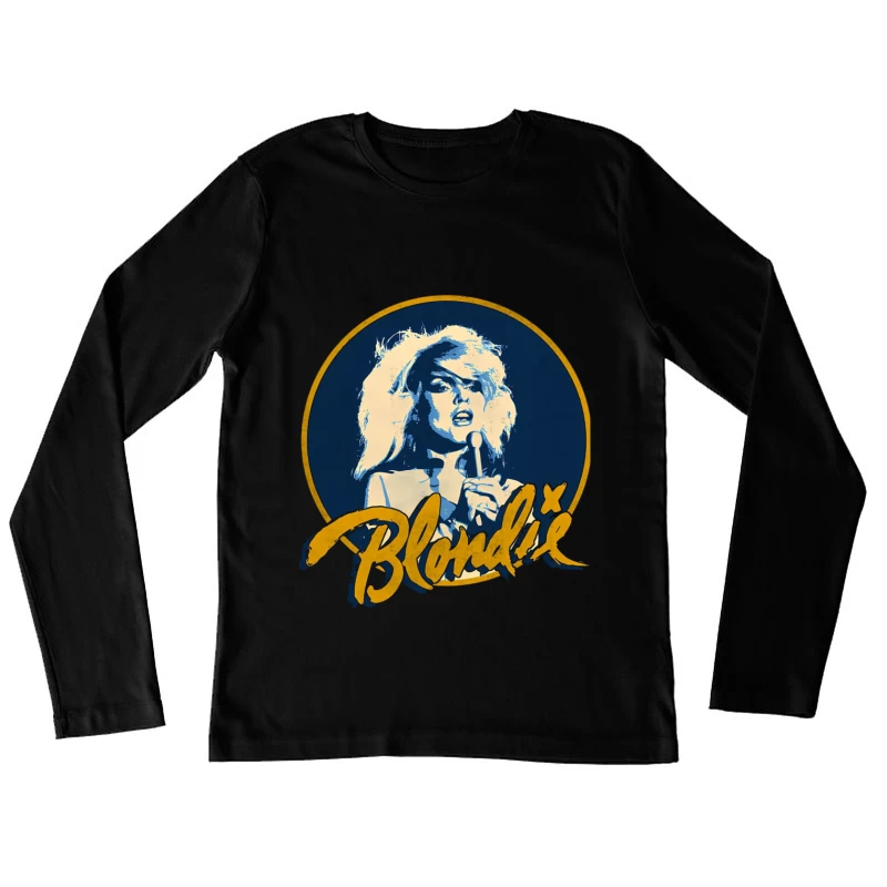 Vintage Blondie Band Logo with Blue and Gold Design Female Long Sleeve T-Shirt