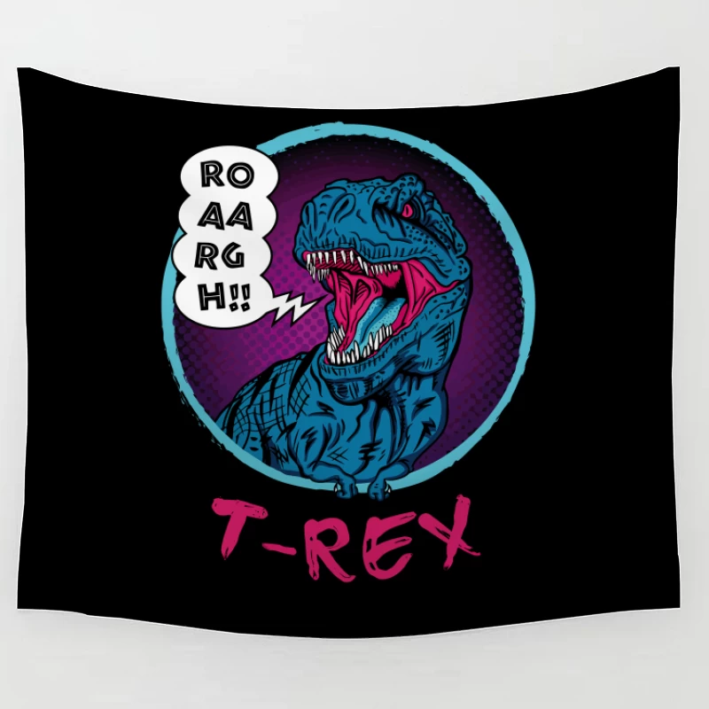 Neon T-Rex Power Tapestry