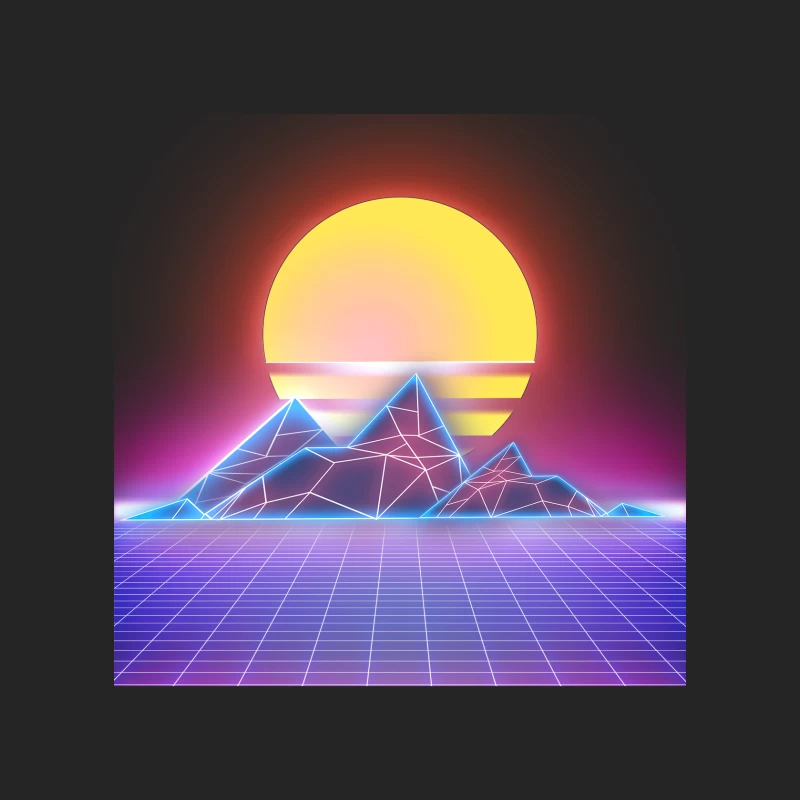 Retrowave Sonnenuntergang Landschaft Herren Pullover Sweatshirt