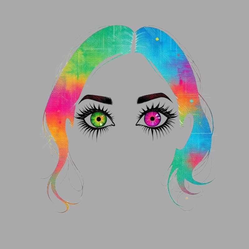 Artistic Rainbow Portrait with Heterochromatic Eyes Female Pullover Hoodie