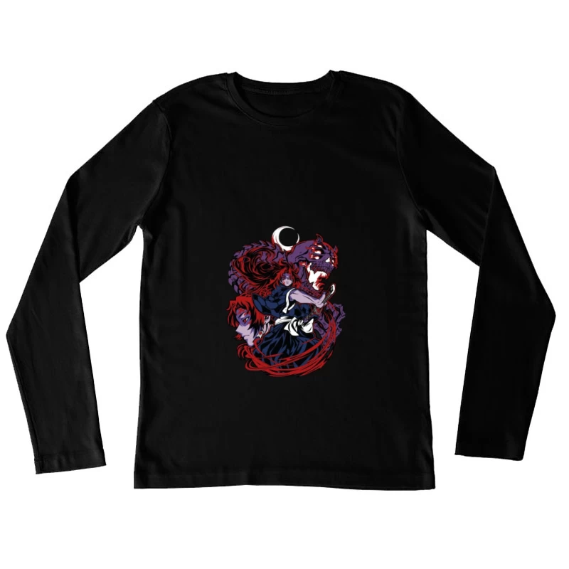 Anime-Krieger mit Dämonen und Schwert Damen Langarm T-Shirt