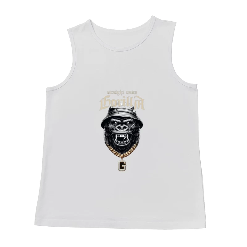 Aggressive Gorilla in Bucket Hat with Gold Chain Street Art Design Male Tank Top