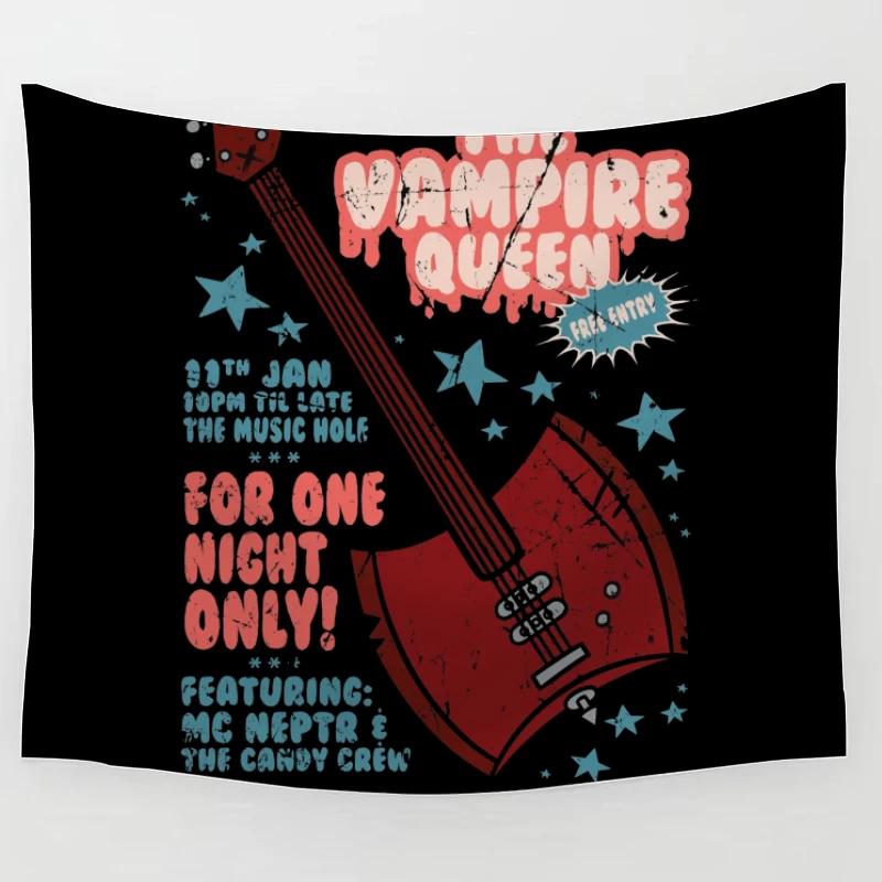 Retro Concert Poster: The Vampire Queen Live at The Music Hole Tapestry