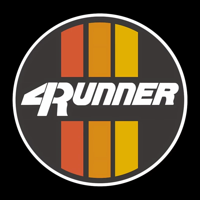 Retro-Style 4Runner Logo with Orange-Yellow Racing Stripes Pin