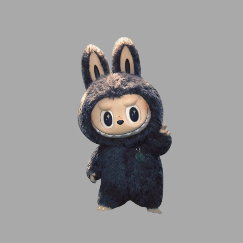 Flauschige Hasenfigur in Overall Herren Pullover Hoodie