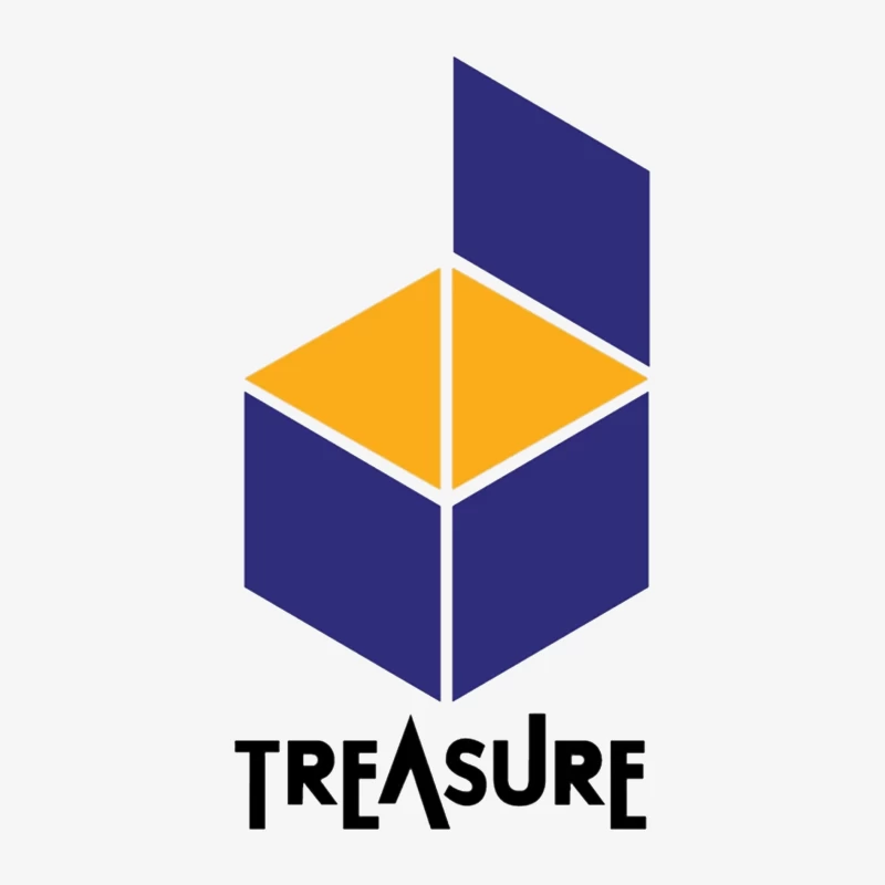 Geometric Treasure Logo: Abstract Blue and Orange Cube Design Female Long Sleeve T-Shirt