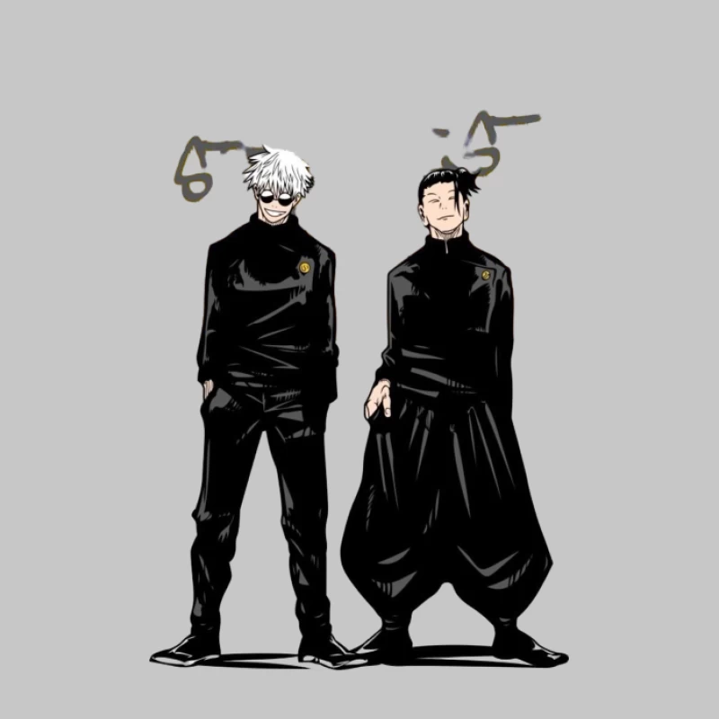 Zwei Charaktere in schwarzer Kleidung Herren Langarm T-Shirt