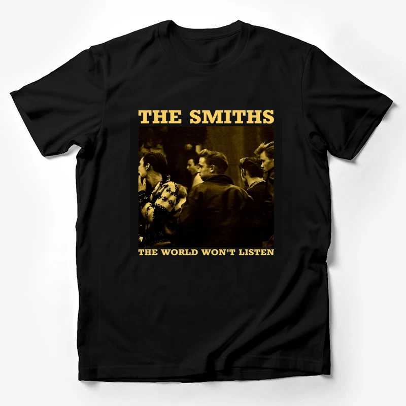 The Smiths' "The World Won't Listen" Vintage Album Cover in Sepia Male T-Shirt