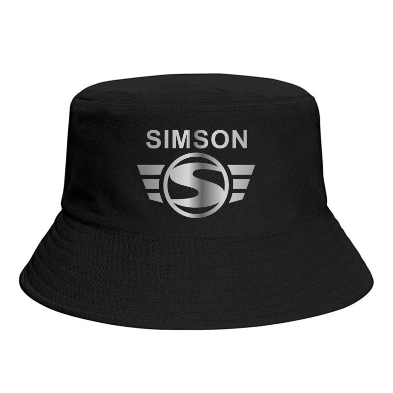 Simson Vintage Motorcycle Brand Logo with Silver Wings Bucket Hat