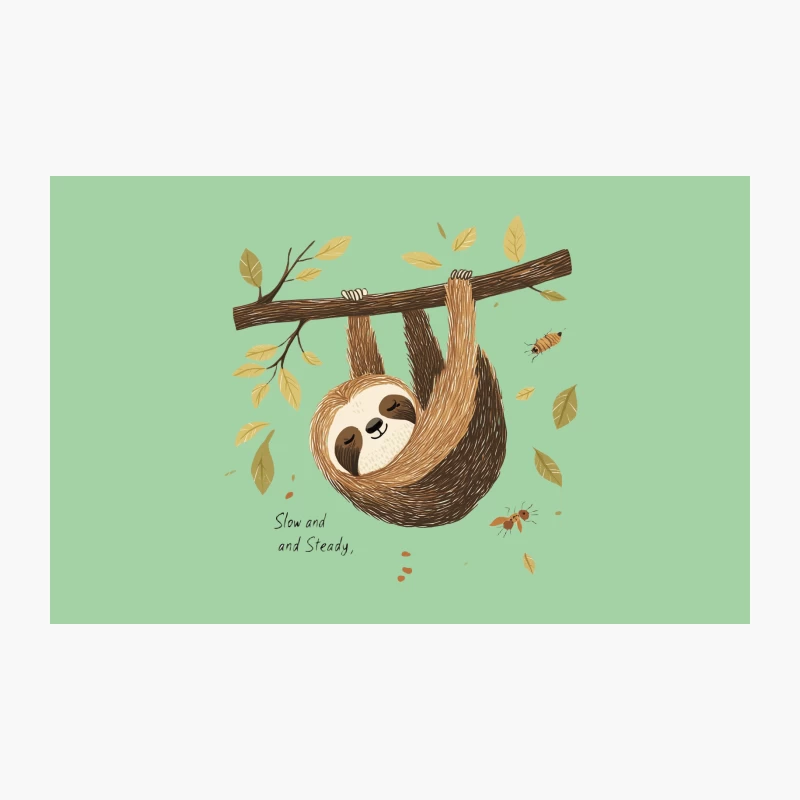 Cute Cartoon Sloth: Slow and Steady in Nature Travel Mug