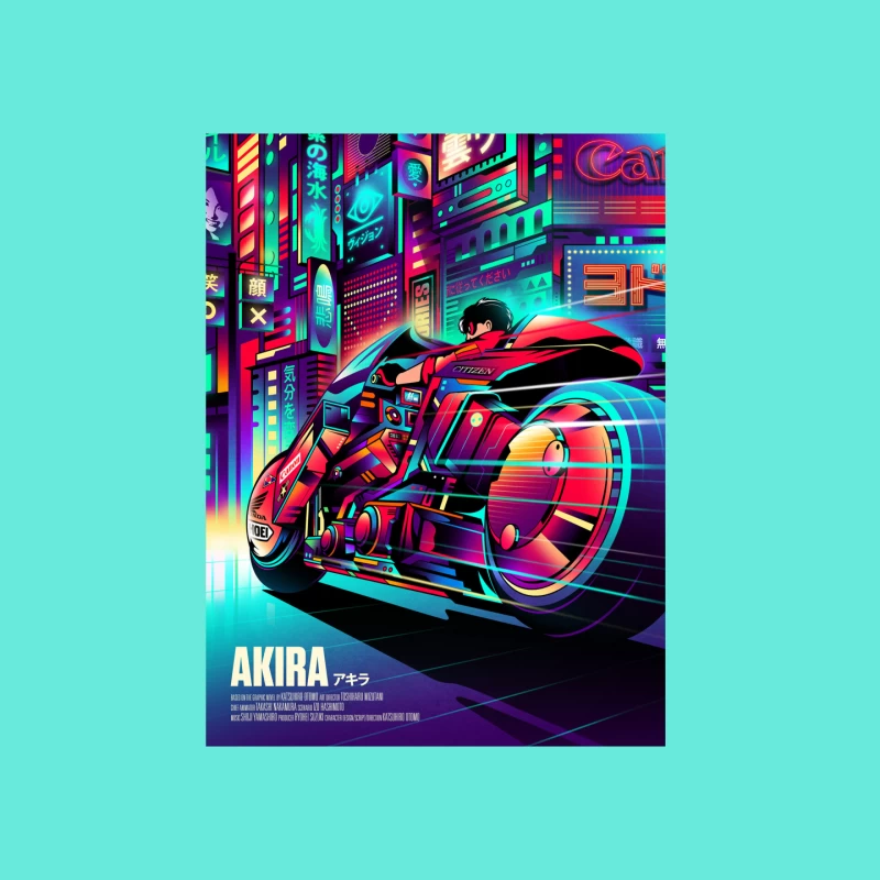 Cyberpunk Akira Motorcycle in Neon City Mouse Pad