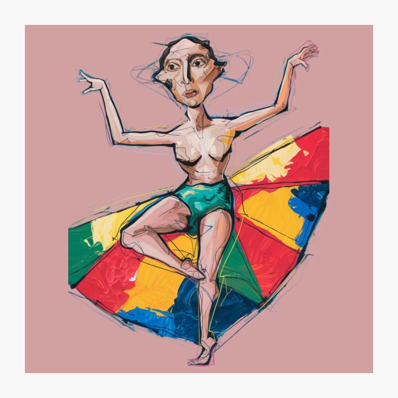 Expressive Modern Dance Illustration with Colorful Background Pin