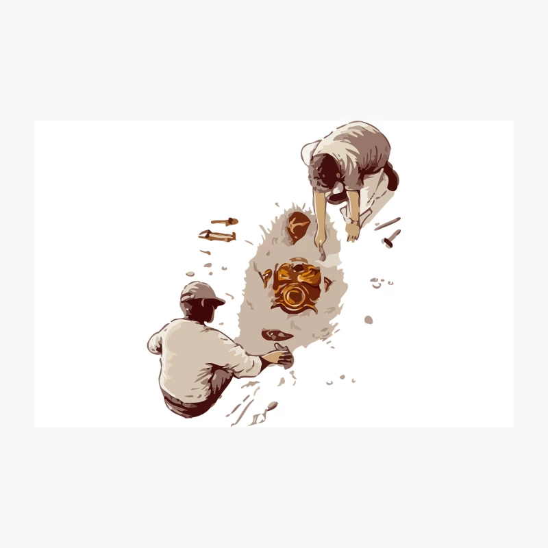 Minimalist Illustration of Outdoor Campfire Cooking Adventure Travel Mug