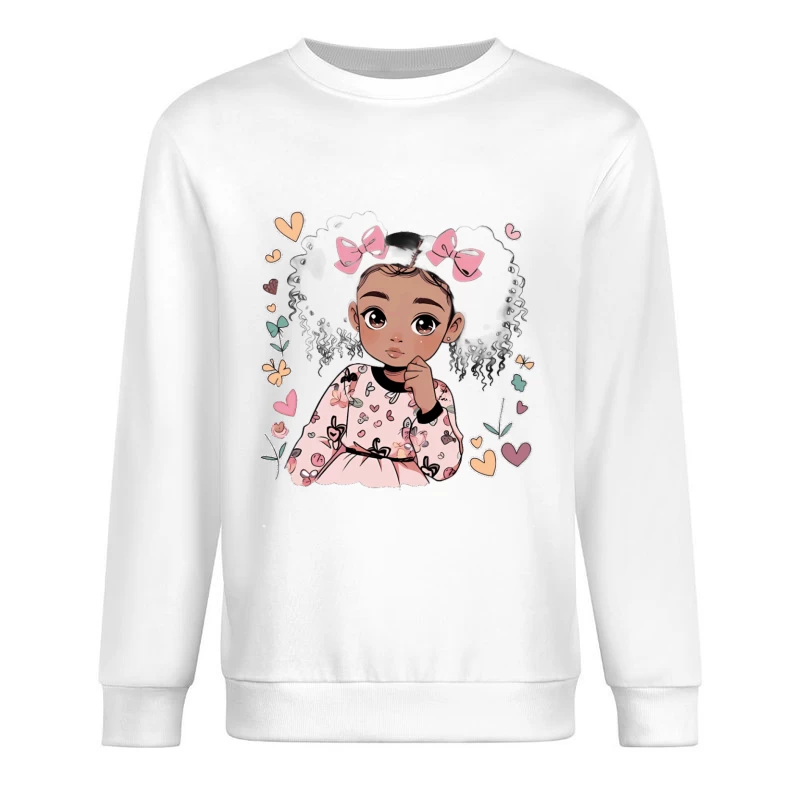 Niedliches Mädchen mit Schleifen im Haar Herren Pullover Sweatshirt
