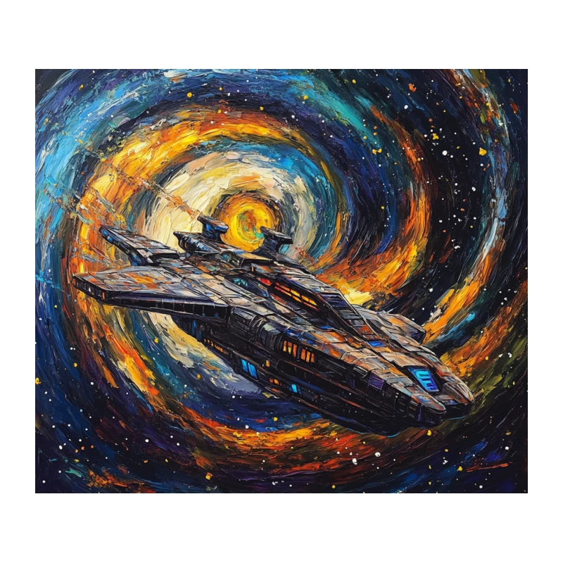 Galactic Voyager: A Sci-Fi Spaceship's Cosmic Journey Tapestry
