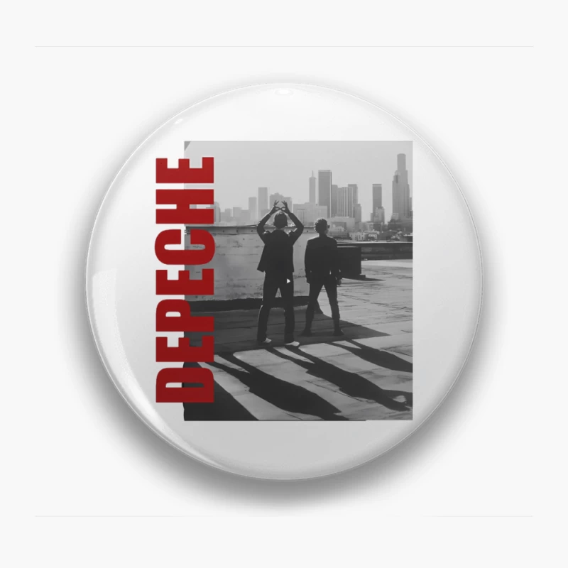 Depeche Mode Silhouettes Against City Skyline Pin