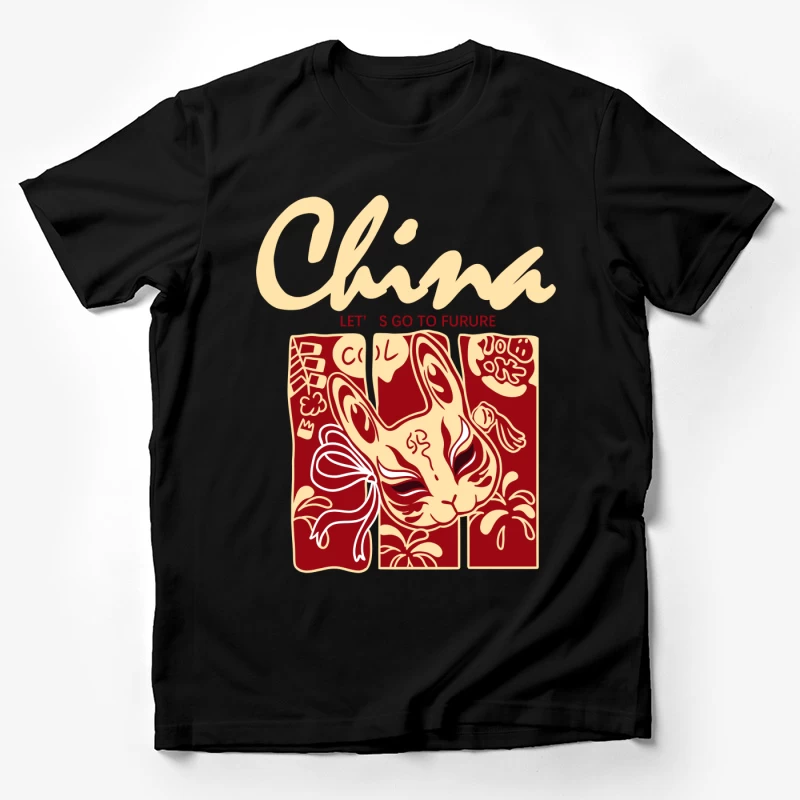 Traditionelles chinesisches Kaninchen-Design Herren T-Shirt