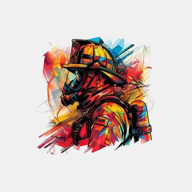 Colorful Portrait of a Firefighter Male Tank Top