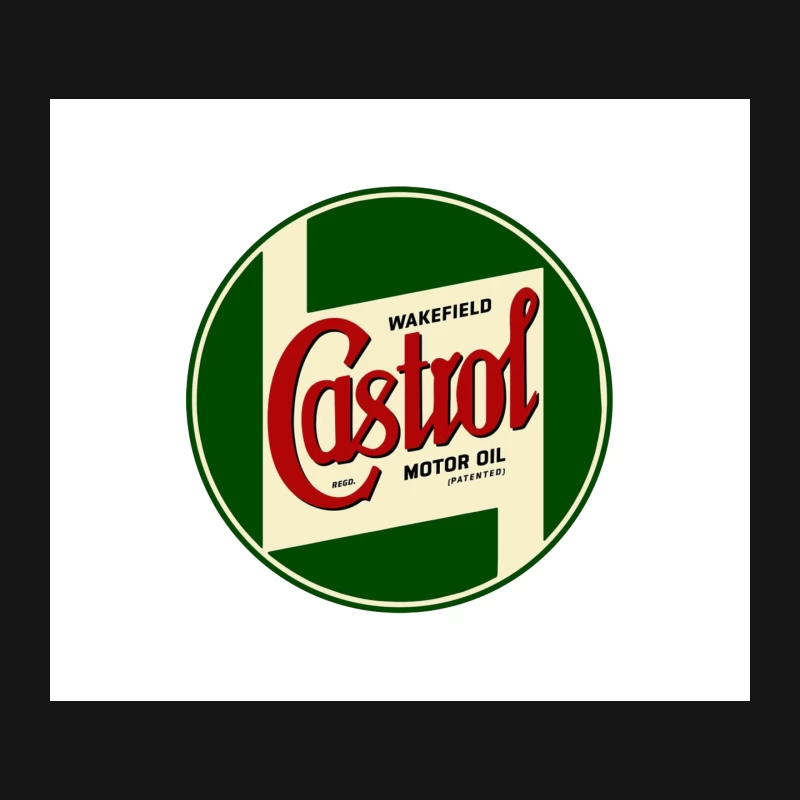 Vintage Castrol Motor Oil Circular Logo: Retro Automotive Branding Mouse Pad