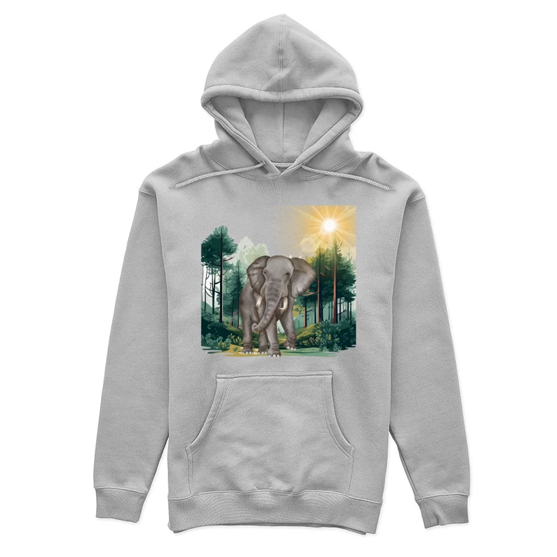 Majestic Elephant Walking in Tropical Forest Female Pullover Hoodie