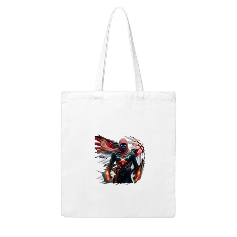 Superhero Character with Wings in Digital Art Cotton Tote Bag