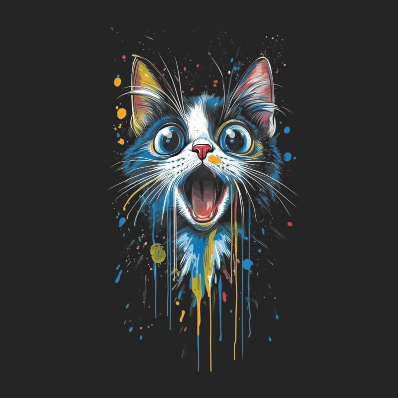 Colorful Cat Artwork Male Pullover Sweatshirt