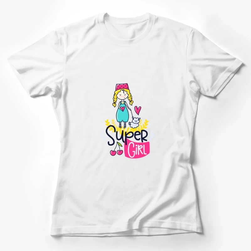 Fille Super avec Chaton et Coeur Femme T-Shirt