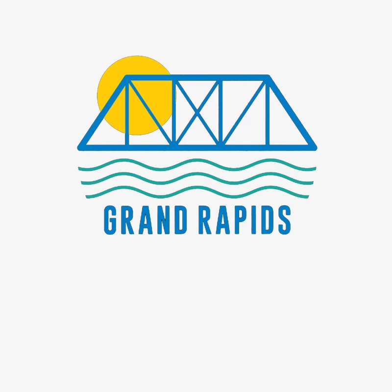 Grand Rapids City Logo with Bridge and Water Design Male Long Sleeve T-Shirt