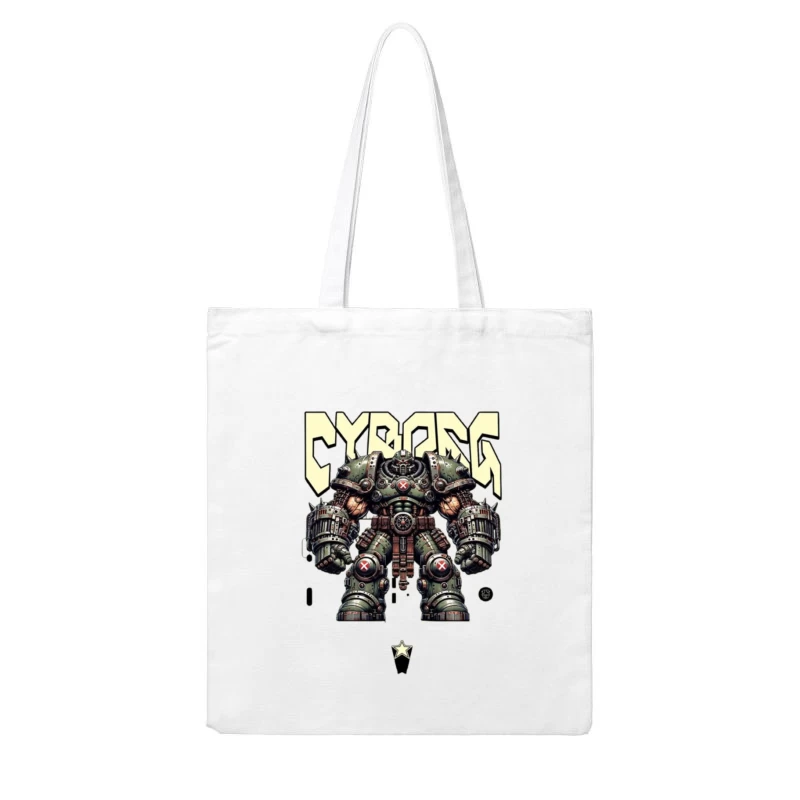 Heavy Combat Cyborg Mech Armor Illustration Cotton Tote Bag