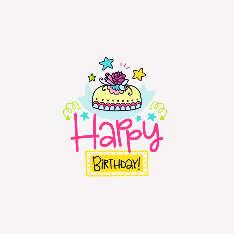Carte d'anniversaire colorée avec gâteau et étoiles Femme T-Shirt