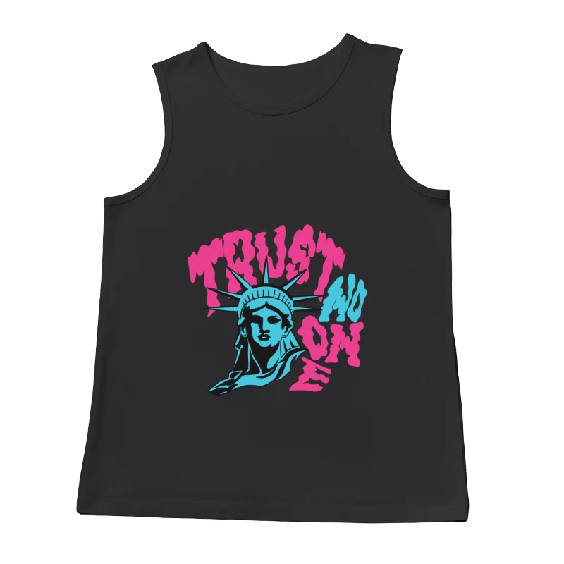 Vertrauen Sie niemandem: Freiheitsstatue und Neon-Schrift Herren Tanktops