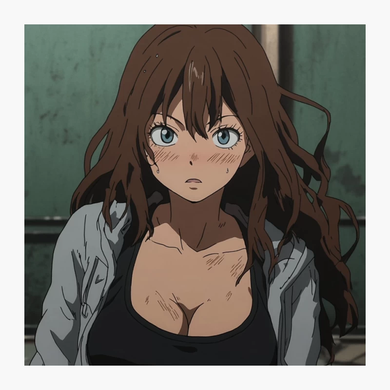 Injured Anime Girl with Serious Look Pin