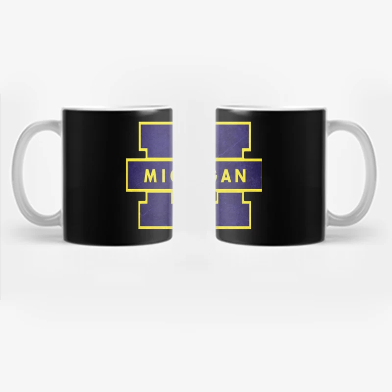 University of Michigan Athletic Block M Logo in Navy and Yellow Coffee Mug