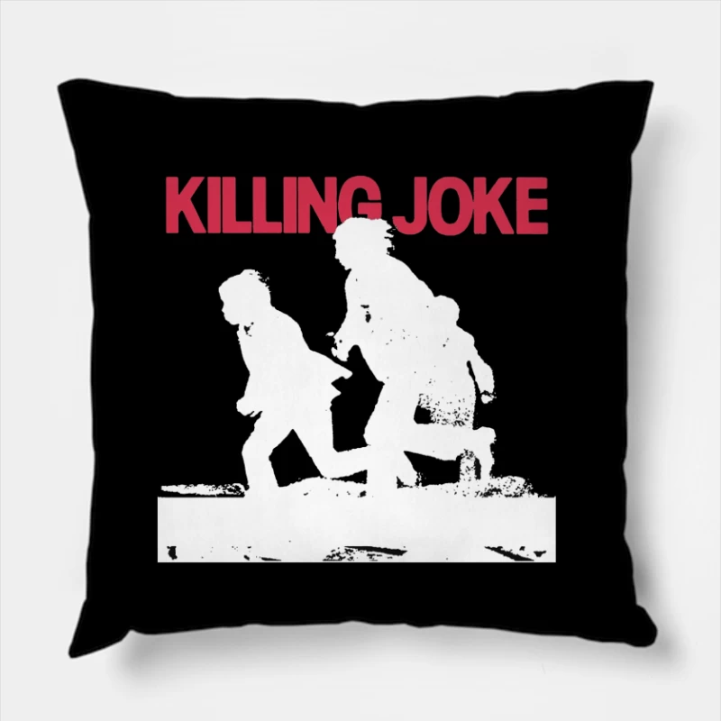 Killing Joke Post-Punk Album Cover with White Silhouettes Throw Pillow