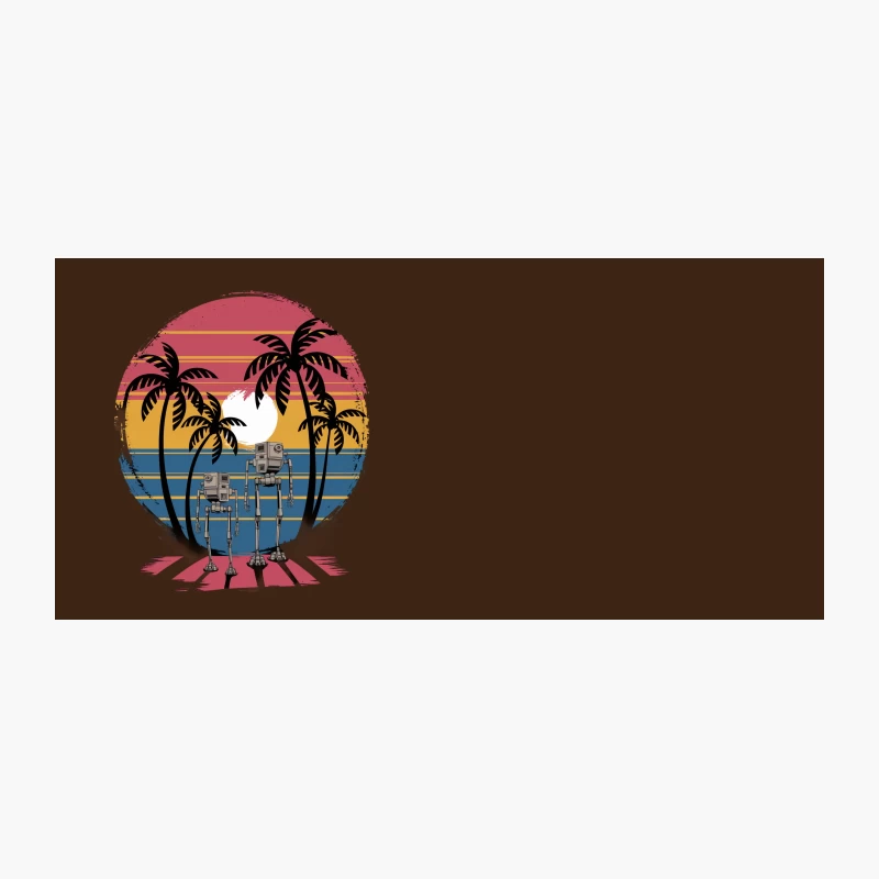 Retro Tropical Star Wars AT-AT Sunset Beach Art Coffee Mug