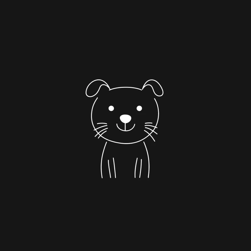 Simple Cartoon Dog Sketch: Cute Minimalist Outline Drawing Desk Mat