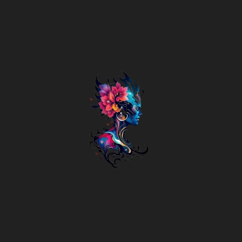 Colorful Abstract Silhouette with Flowers Bucket Hat