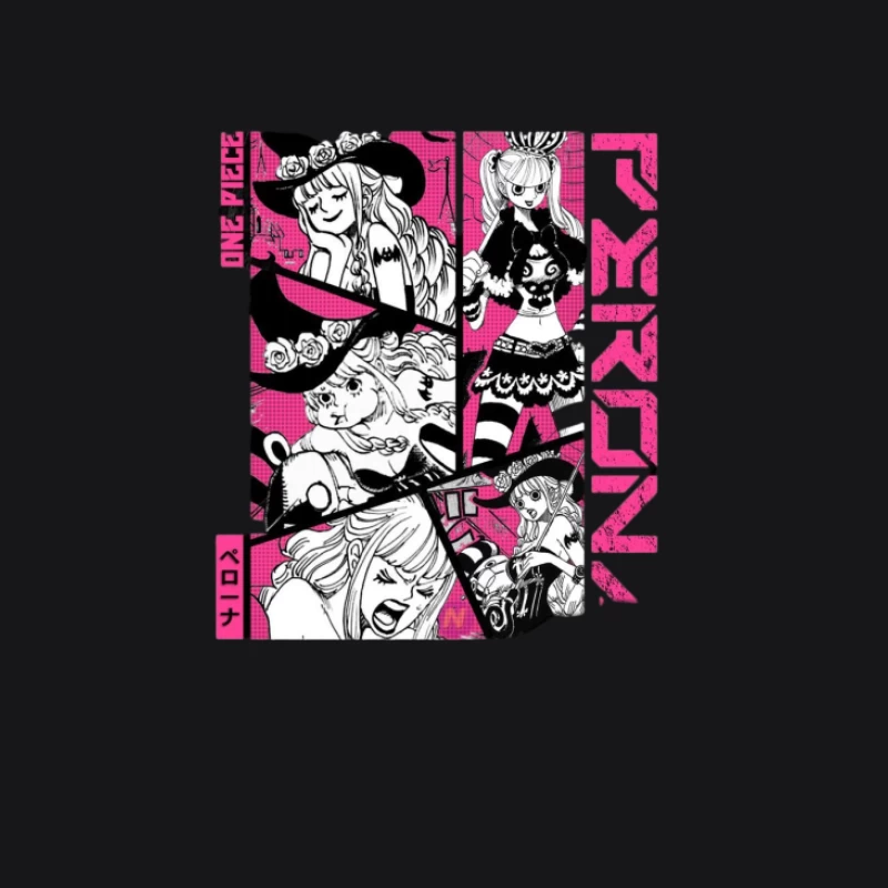 Manga Charakterdesign mit Rosa Hintergrund Herren Pullover Hoodie